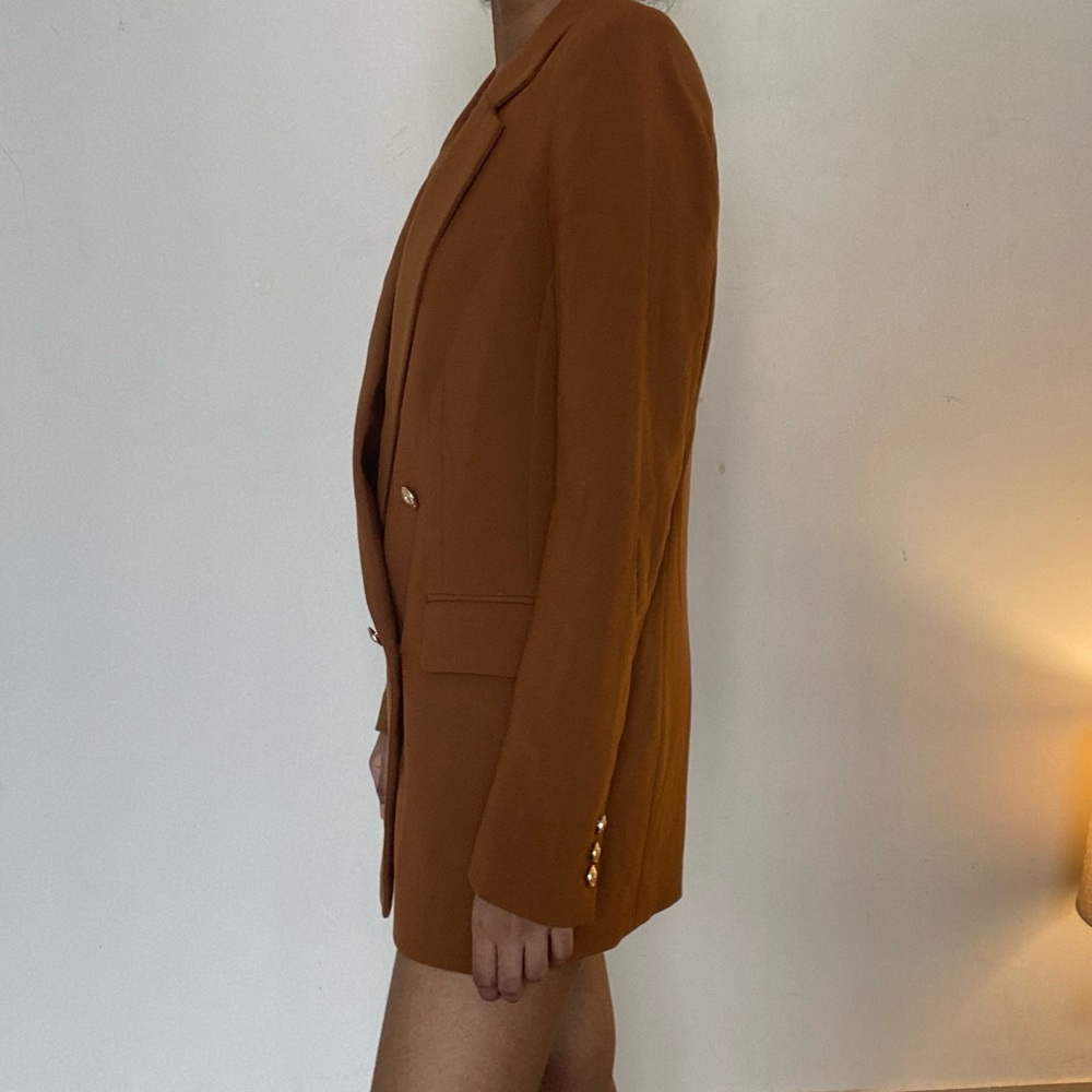 H&M brown double breasted blazer with gold buttons, oversized blazer - Picture 3 of 8
